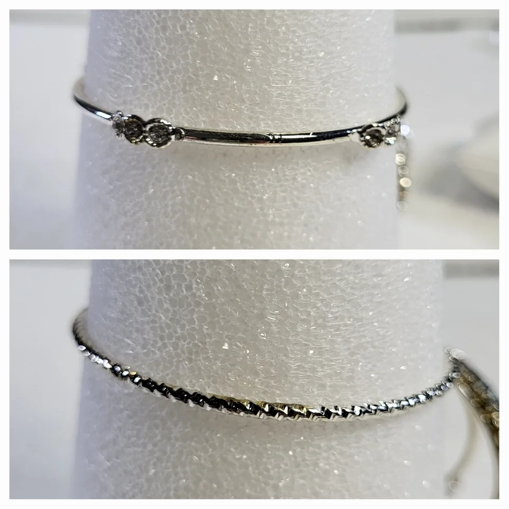 DILLARD' S Silver Tone and Crystal Bangle Bracelets - Set of 4